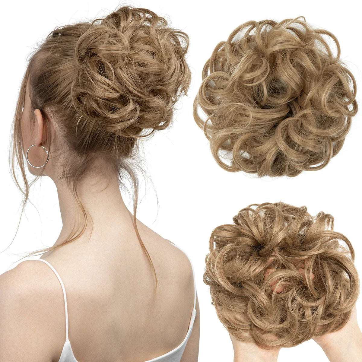 Silkara™ Messy Chignon Premium Big Curly Elastic Hair Scrunchies Bun