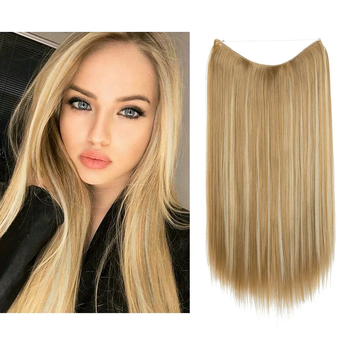 Silkara™ Secret Halo Hair Extensions 14, 16 Inches (Straight-No Clip)