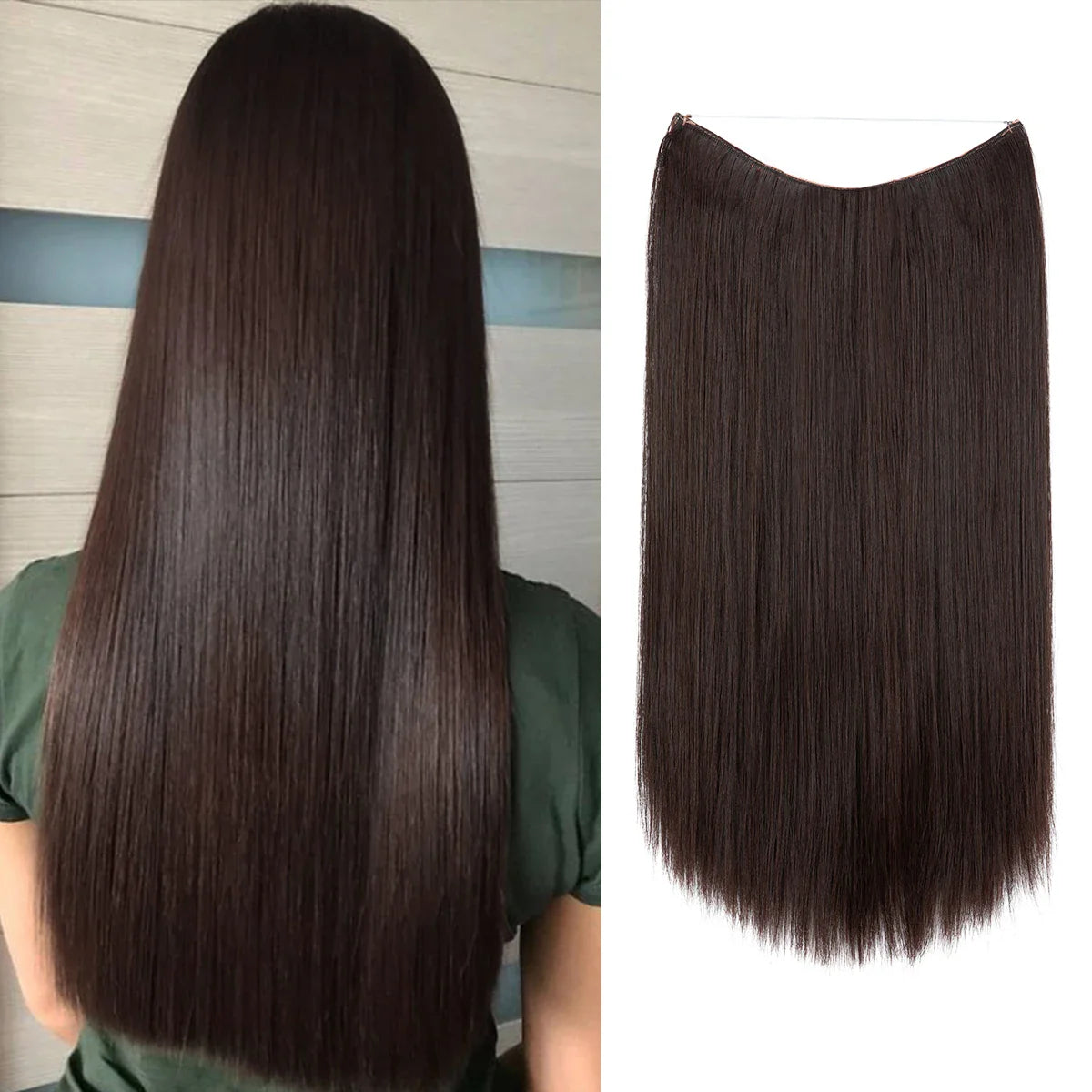 Silkara™ Secret Halo Hair Extensions 14, 16 Inches (Straight-No Clip)