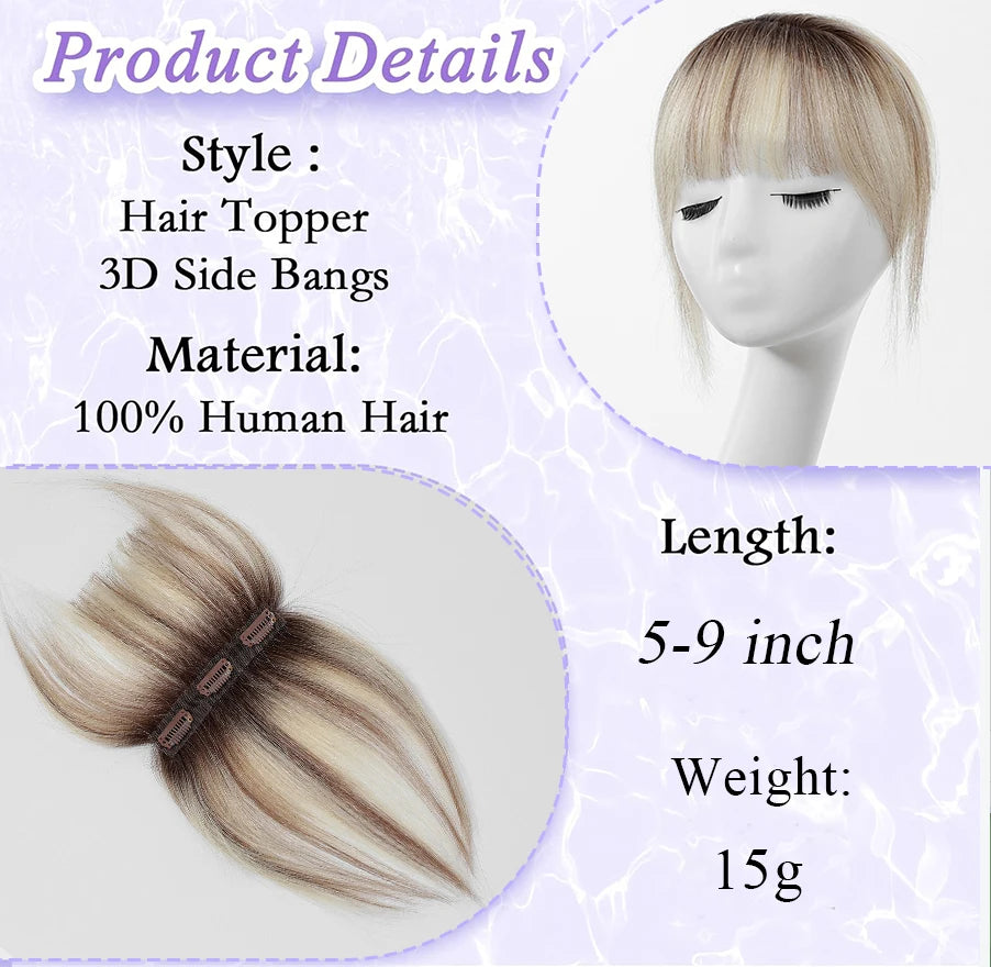 Ombre Bleach Blonde Clip-In Human Hair Bangs – 5” 3D Wispy Hairpiece for Women