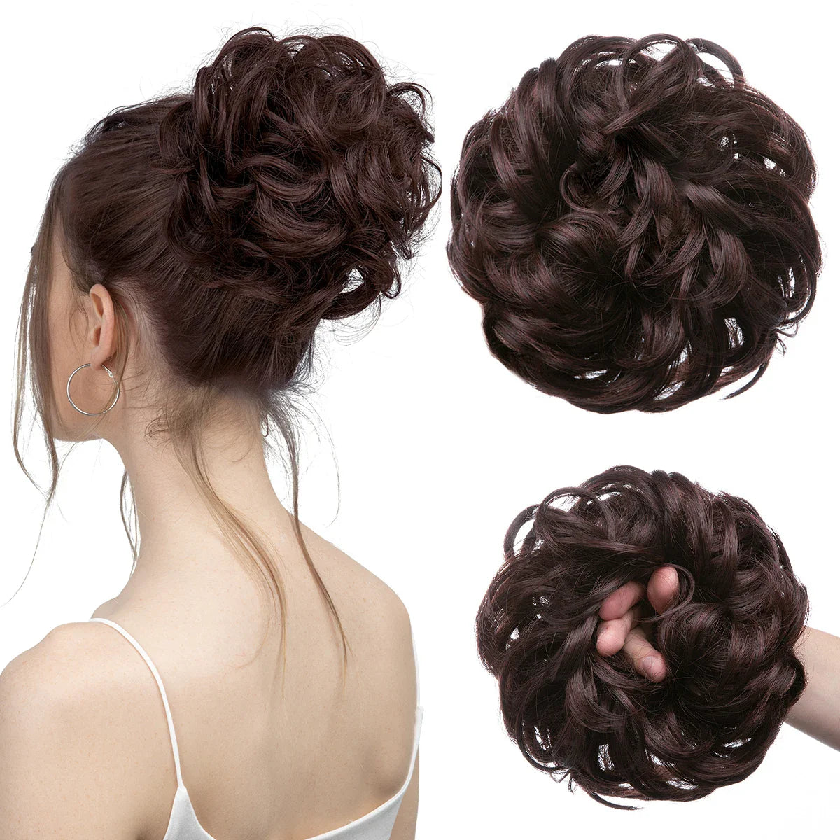 Silkara™ Messy Chignon Premium Big Curly Elastic Hair Scrunchies Bun