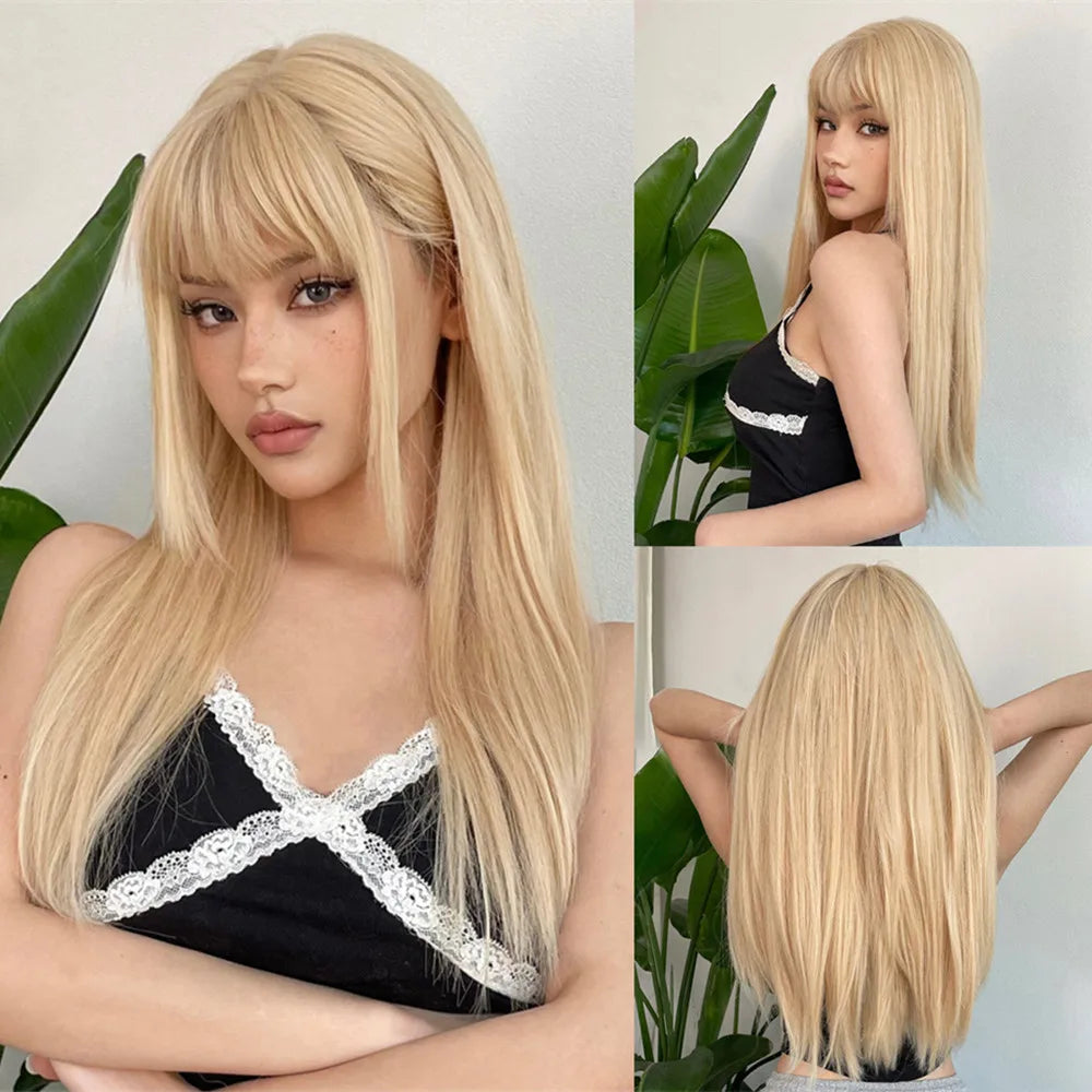 Black Long Straight Wig for Women – Heat Resistant Synthetic Daily & Cosplay Wig