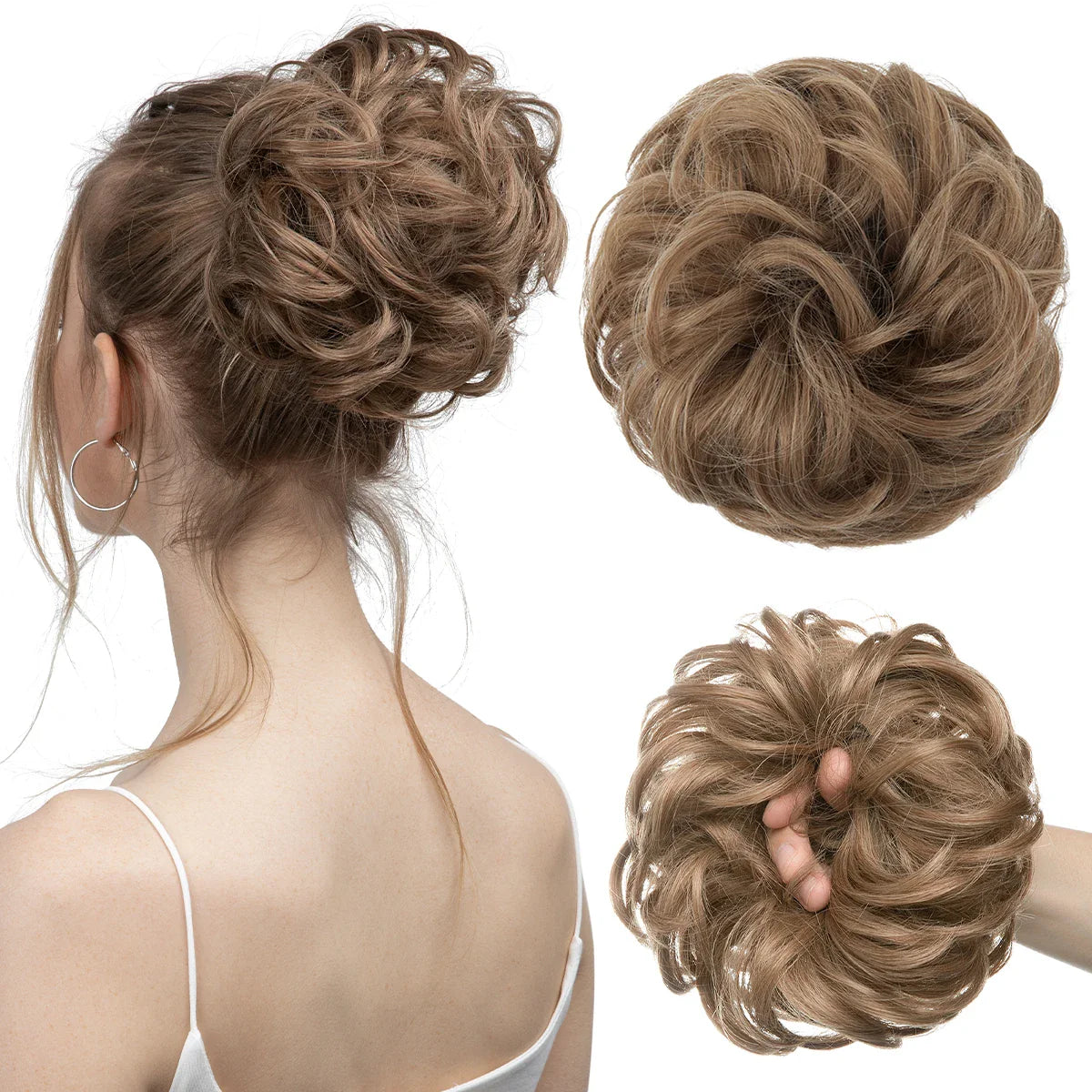 Silkara™ Messy Chignon Premium Big Curly Elastic Hair Scrunchies Bun