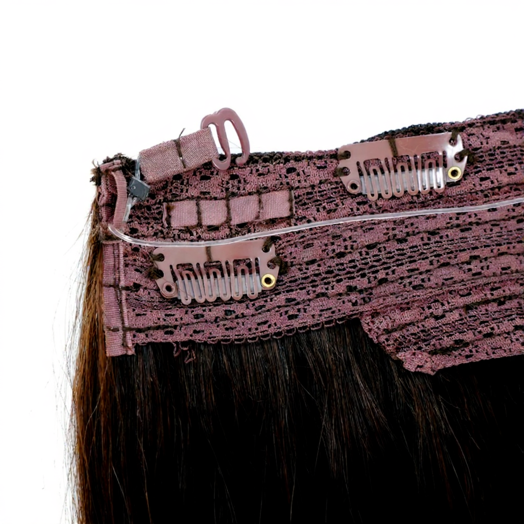 Halo Human Hair Extensions – 14–28 Inch Hidden Wire Remy Hair in Ombre Brown