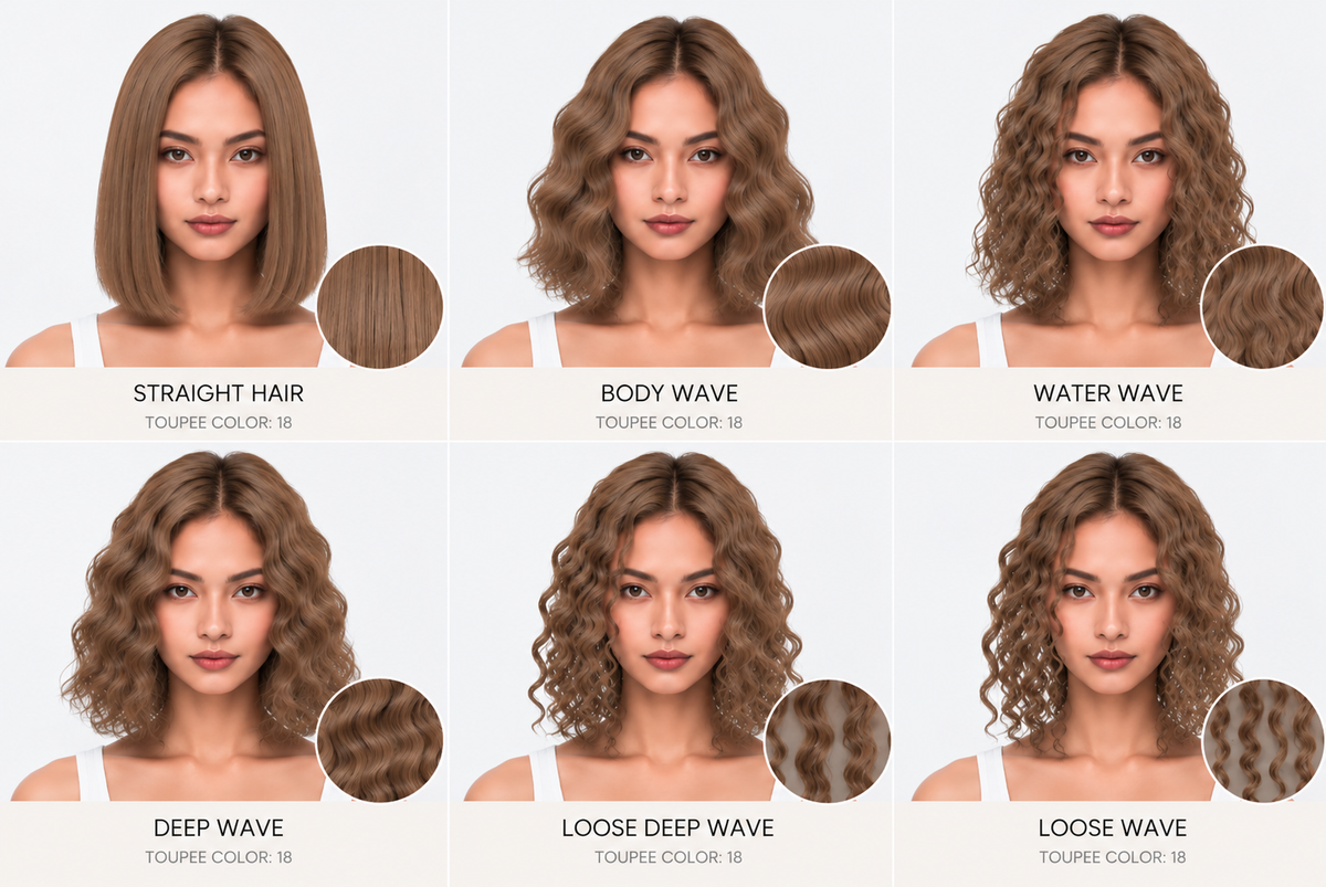 100% Human Hair – Straight & Wavy Swiss Lace Base for Natural Crown Coverage