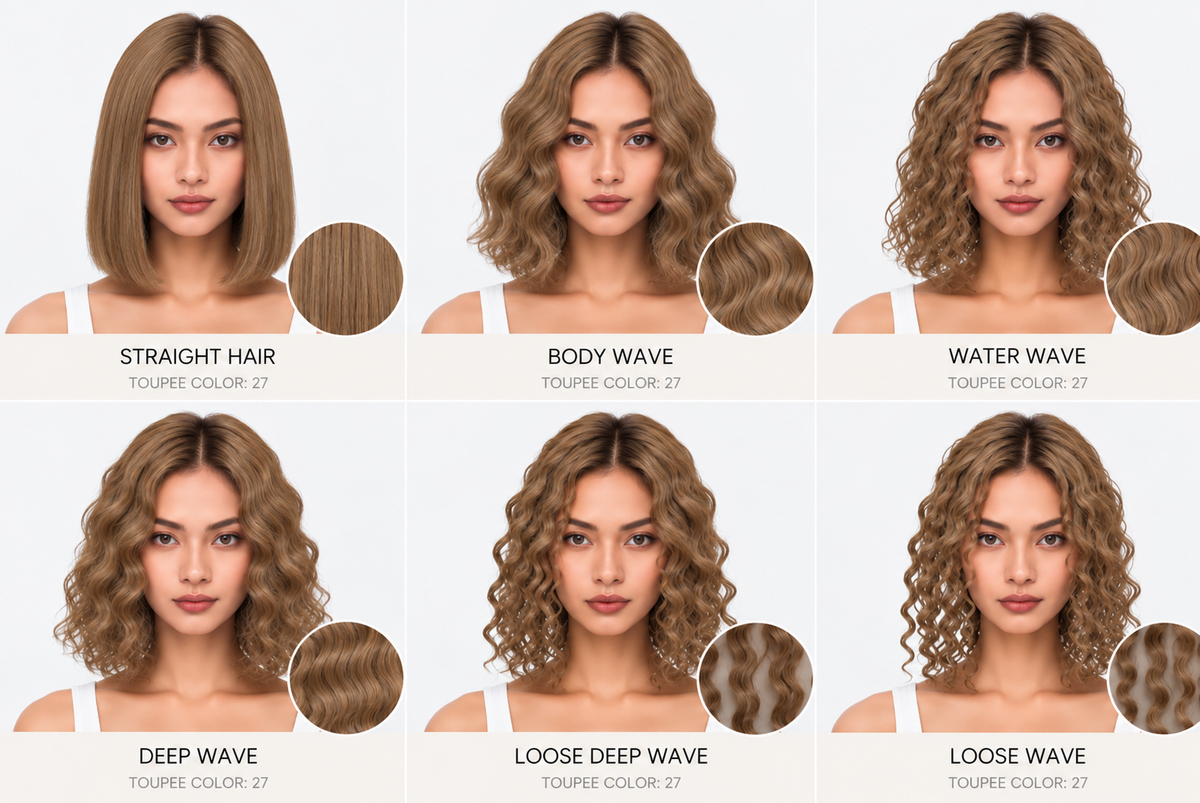 100% Human Hair – Straight & Wavy Swiss Lace Base for Natural Crown Coverage