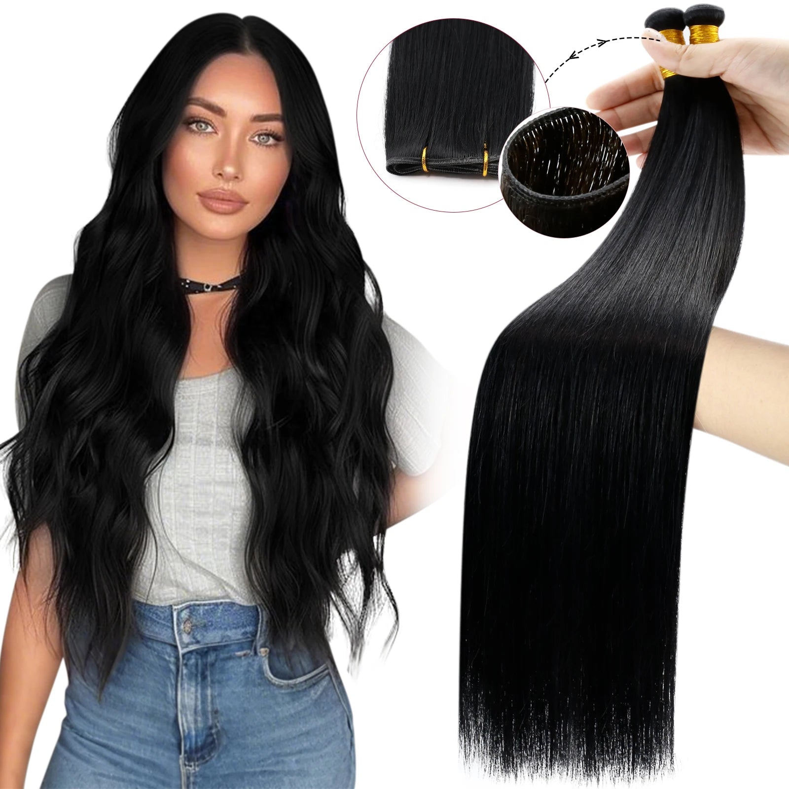 Genius Weft Human Hair Extensions – Seamless Remy Balayage Weft (Sew-In)