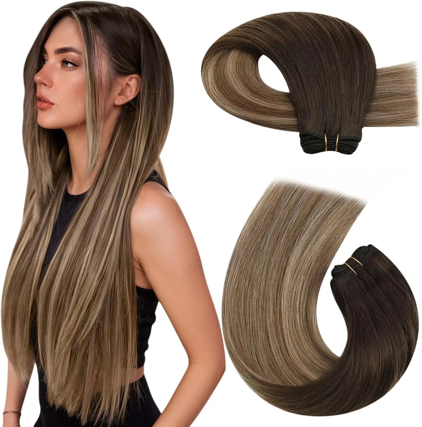 Machine Weft Human Hair Extensions – Straight Remy Hair Weaving Bundles 100g