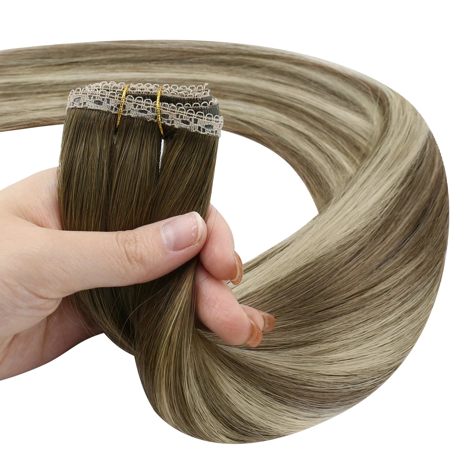 Flat Weft Human Hair Extensions – Soft Remy Sew-In Extensions with Lace Base