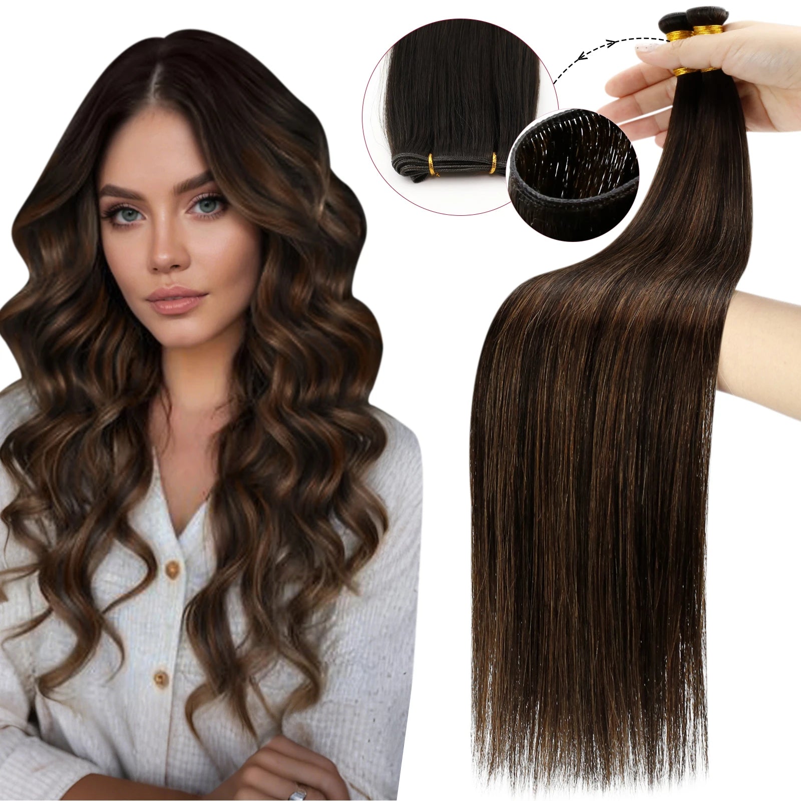 Genius Weft Human Hair Extensions – Seamless Remy Balayage Weft (Sew-In)