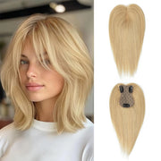 360° Human Hair Topper with Bangs – Real Hair Volume Topper for Thinning Hair