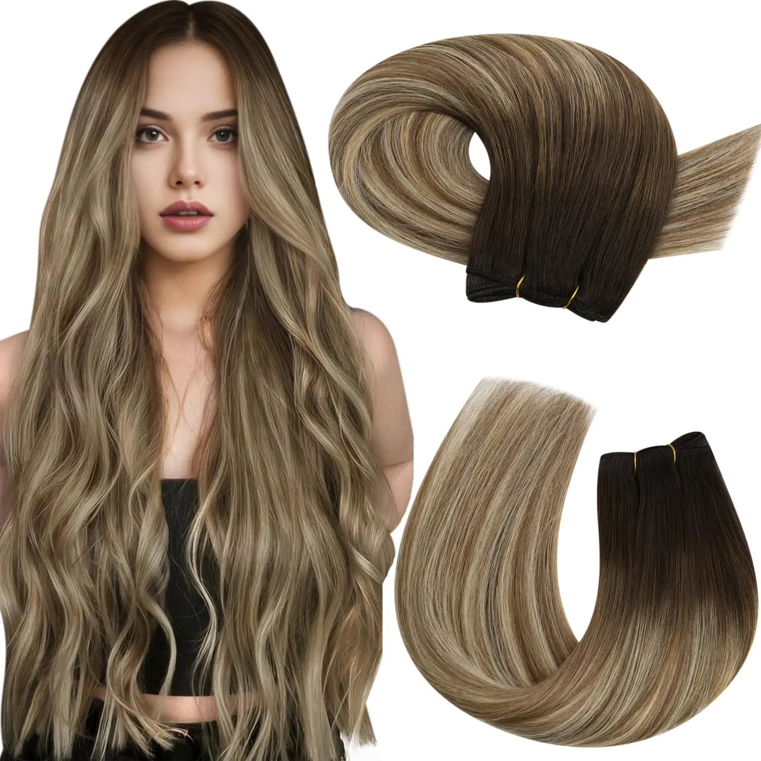 Machine Weft Human Hair Extensions – Straight Remy Hair Weaving Bundles 100g