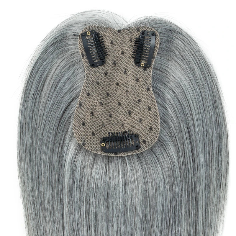 360° Human Hair Topper with Bangs – Real Hair Volume Topper for Thinning Hair