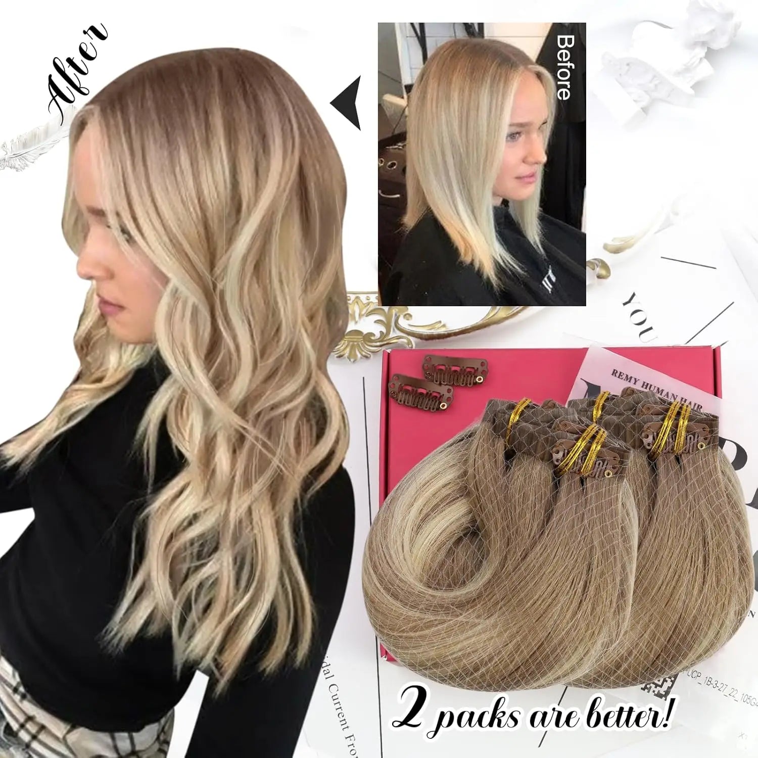 Seamless PU Clip-In Human Hair Extensions – 7 Piece Full Head Remy Set (105g)