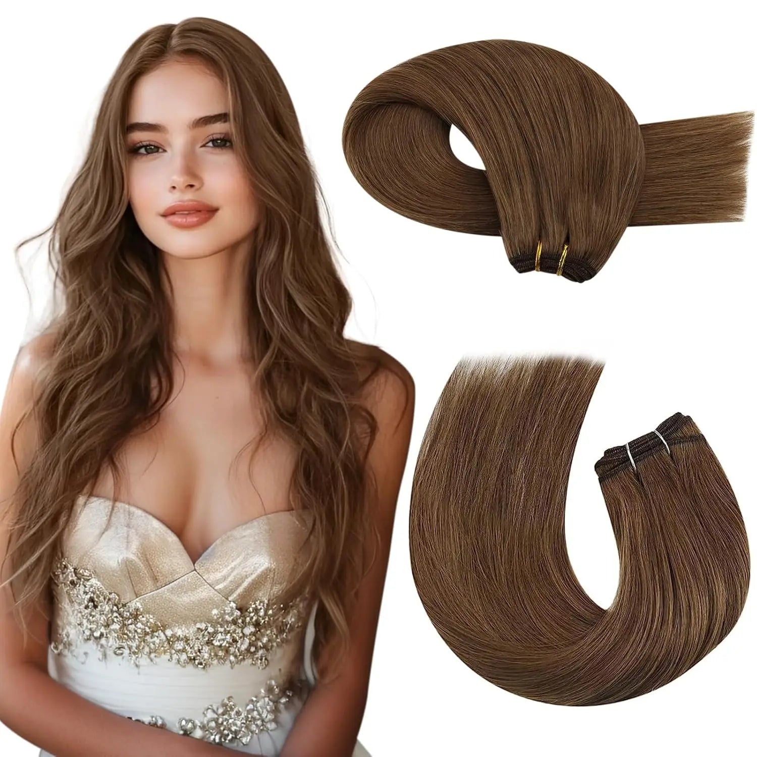 Machine Weft Human Hair Extensions – Straight Remy Hair Weaving Bundles 100g