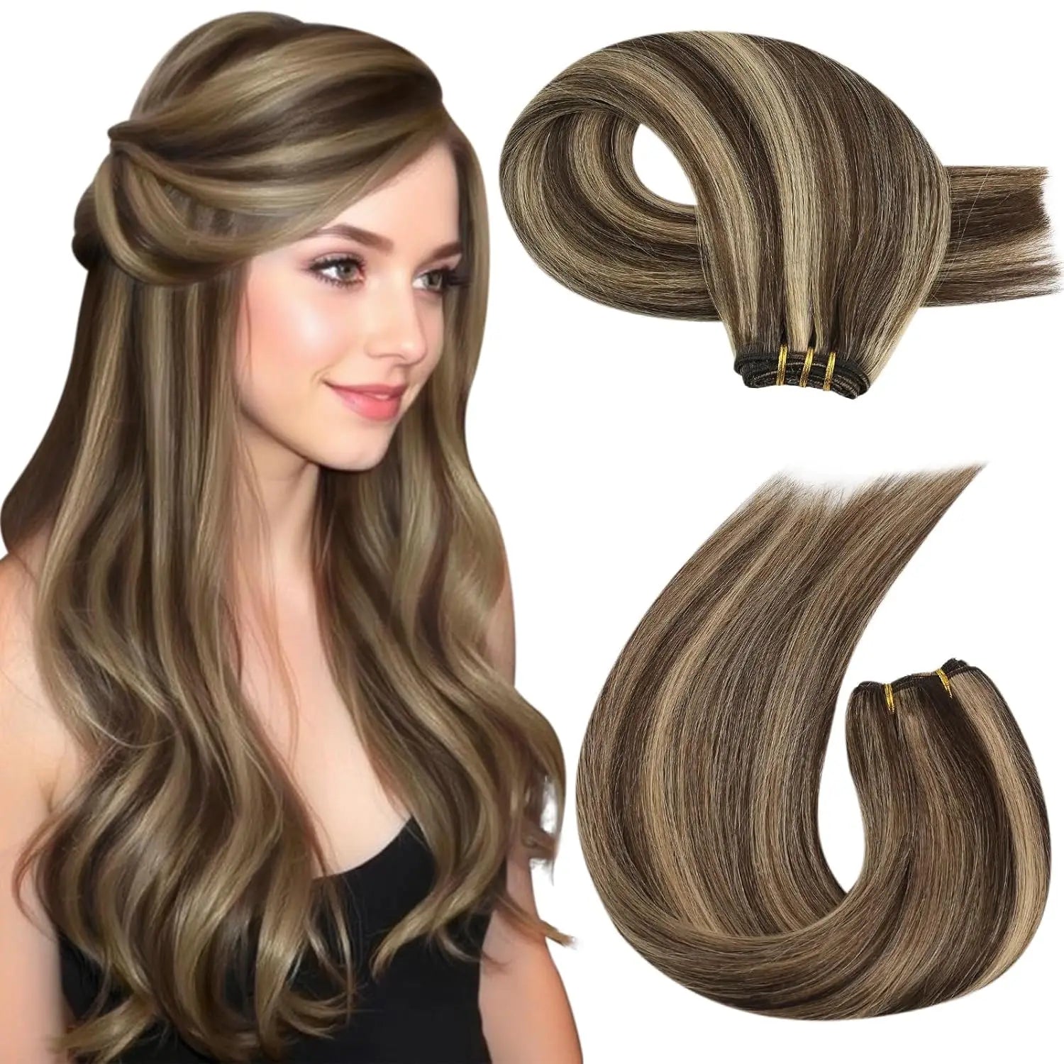 Machine Weft Human Hair Extensions – Straight Remy Hair Weaving Bundles 100g