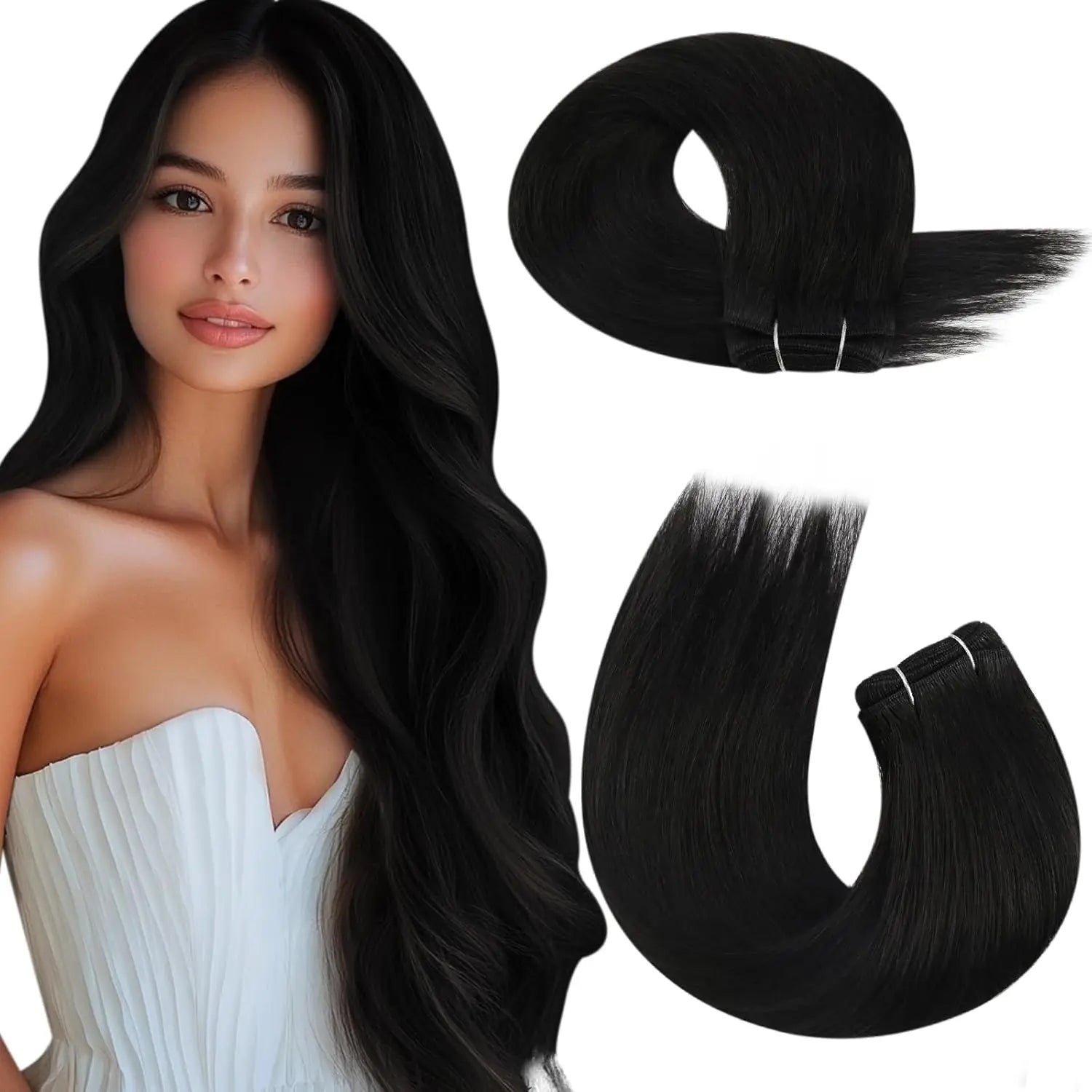 Machine Weft Human Hair Extensions – Straight Remy Hair Weaving Bundles 100g