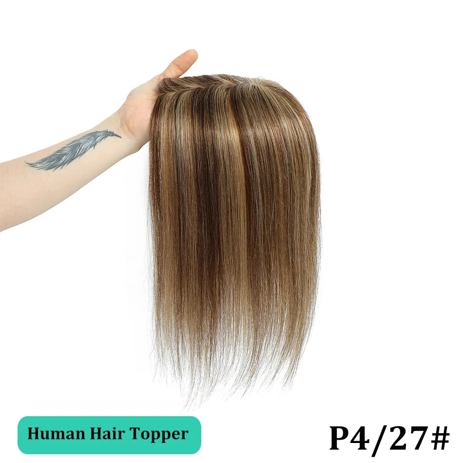 Remy Human Hair Topper for Thinning Hair – Clip-In Crown Volume 25–45 cm