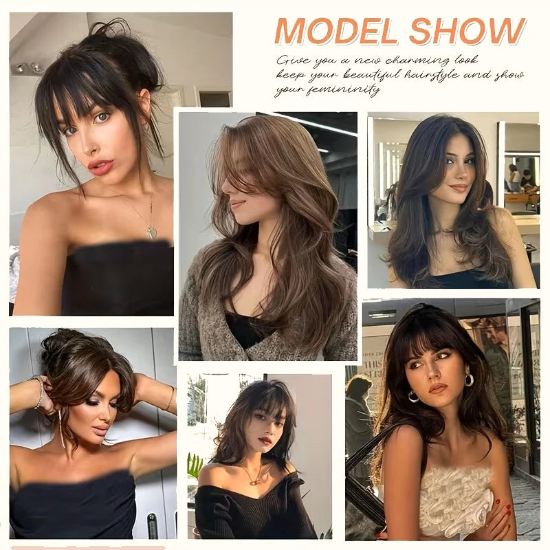 Human Hair Clip-In Bangs with Temple Lace Base – Remy Fringe Hair Topper
