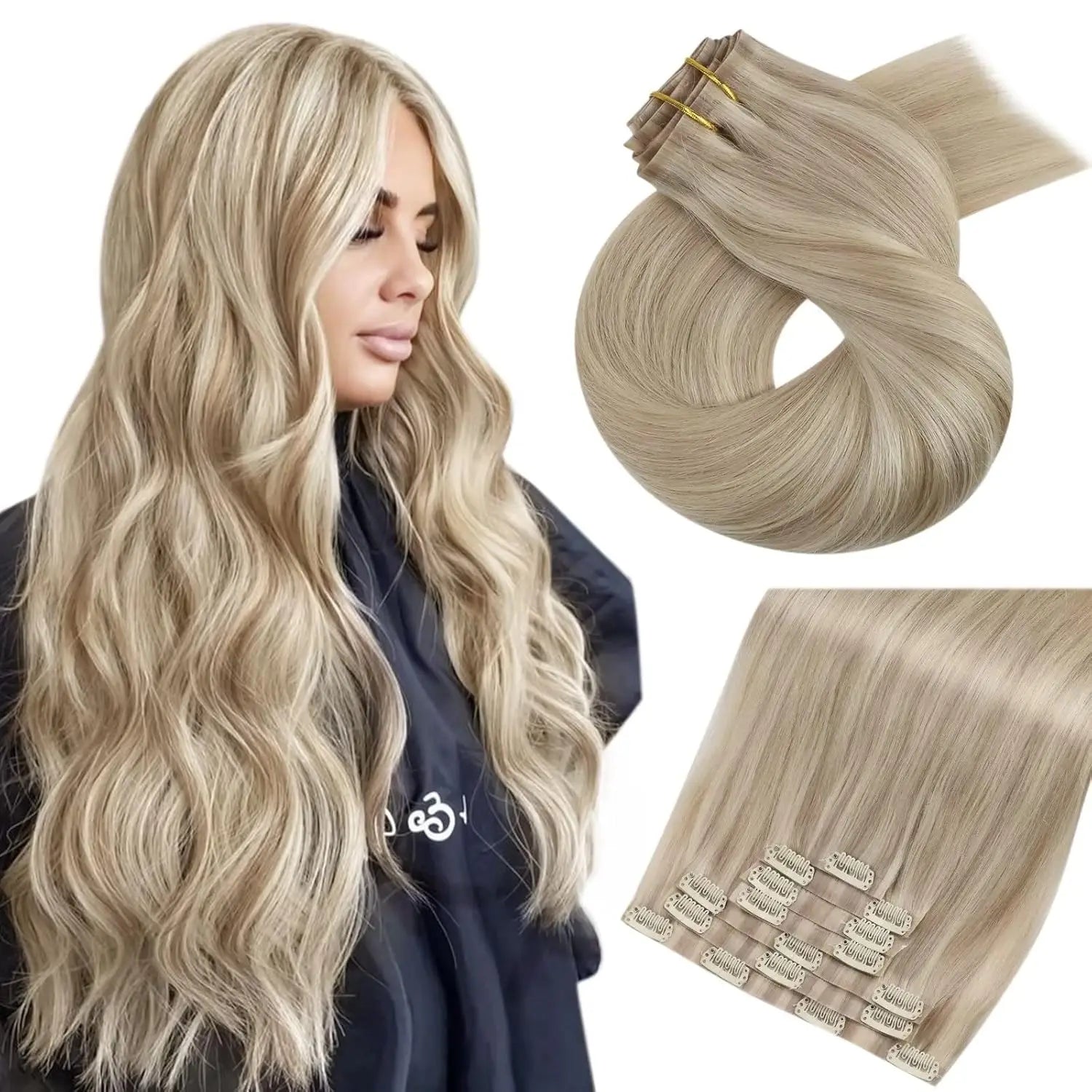 Seamless PU Clip-In Human Hair Extensions – 7 Piece Full Head Remy Set (105g)