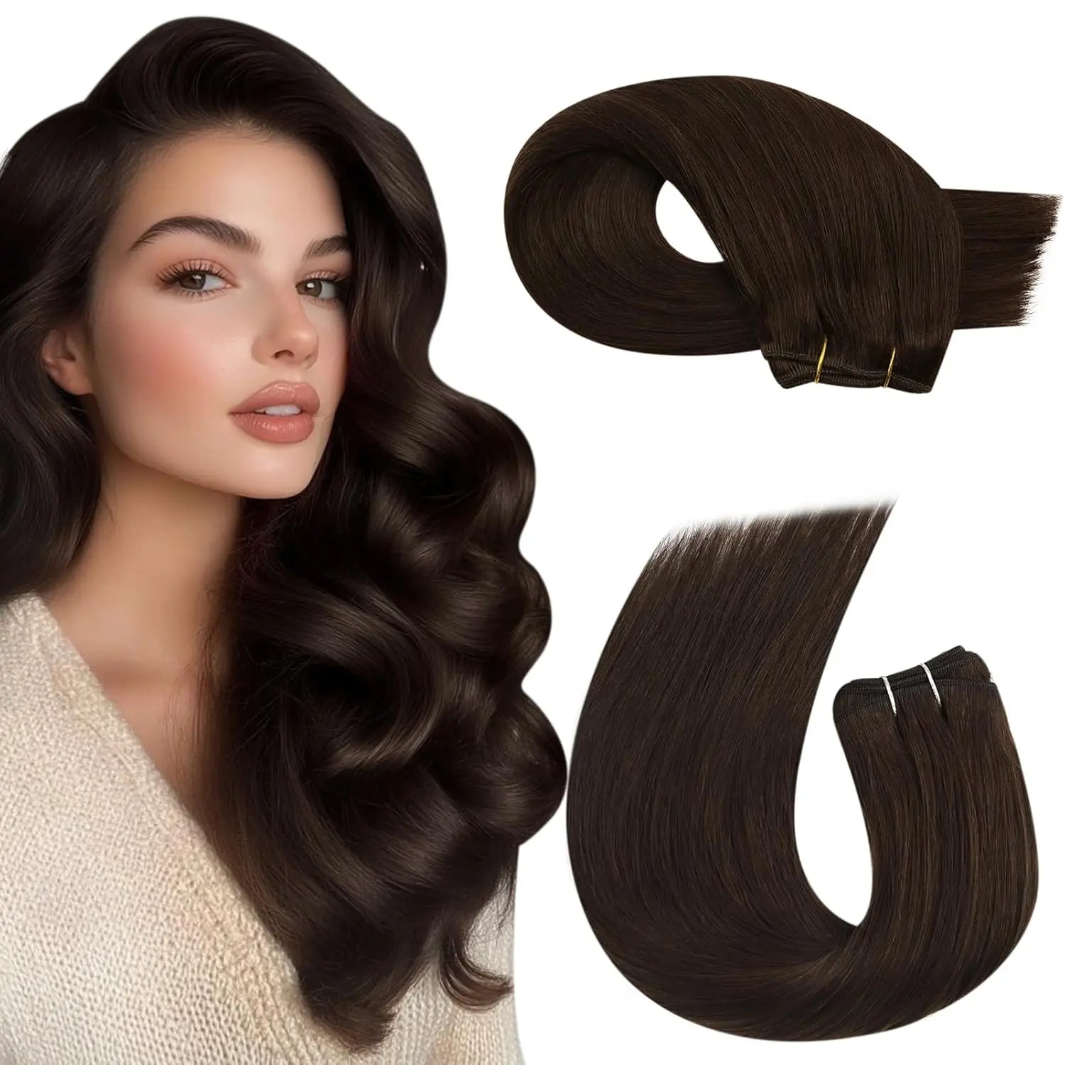 Machine Weft Human Hair Extensions – Straight Remy Hair Weaving Bundles 100g