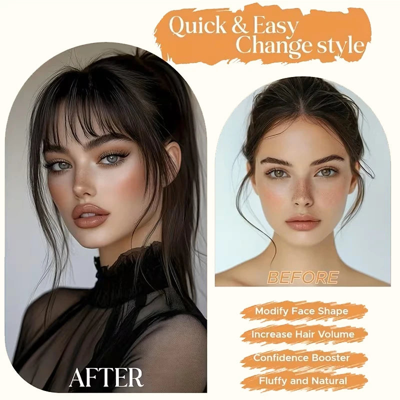 Human Hair Clip-In Bangs with Temple Lace Base – Remy Fringe Hair Topper