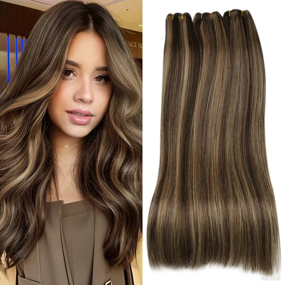 Machine Weft Human Hair Extensions – Straight Remy Hair Weaving Bundles 100g
