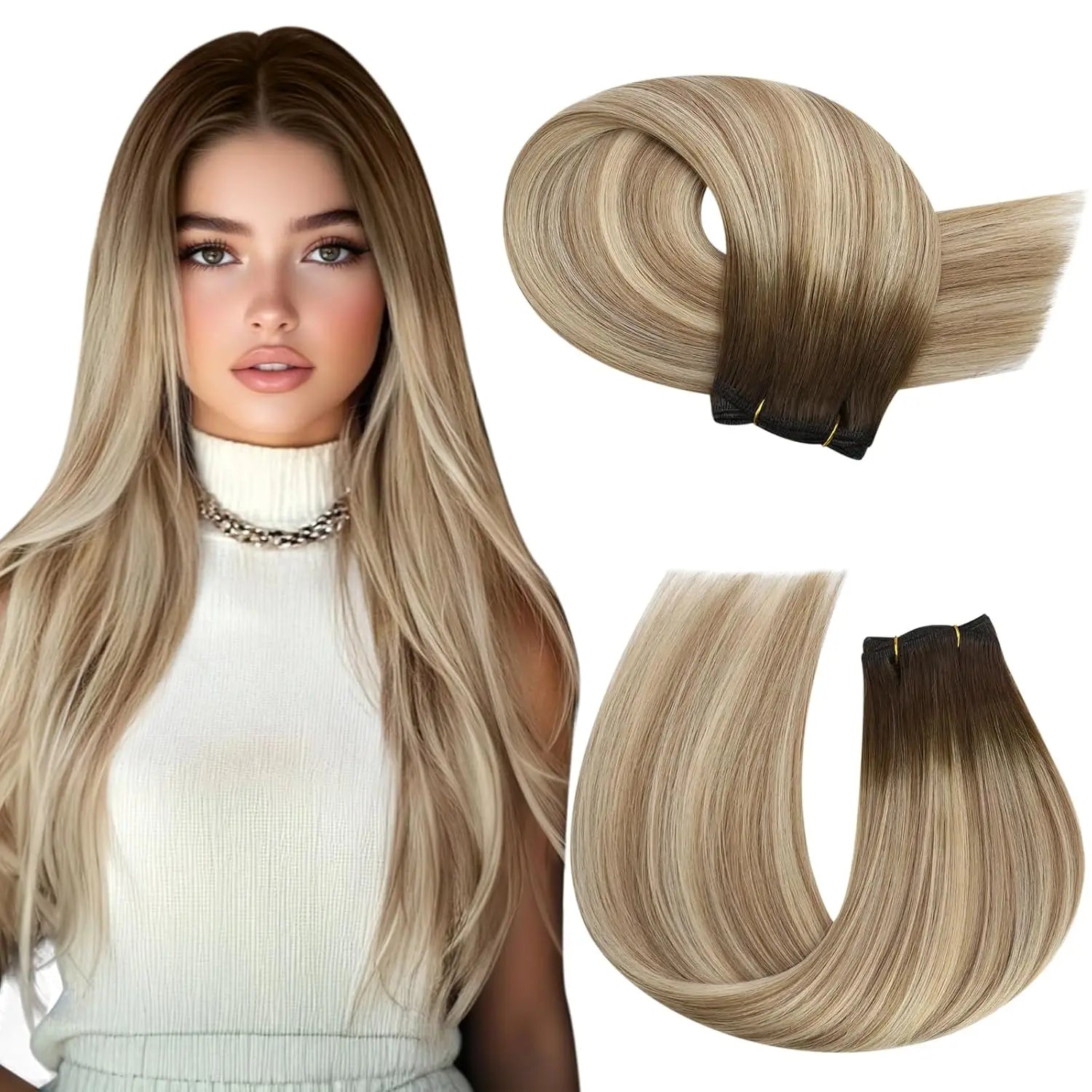 Machine Weft Human Hair Extensions – Straight Remy Hair Weaving Bundles 100g