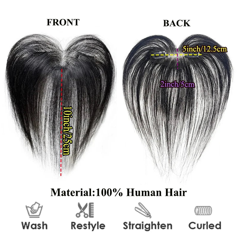 Human Hair Clip-In Bangs with Temple Lace Base – Remy Fringe Hair Topper