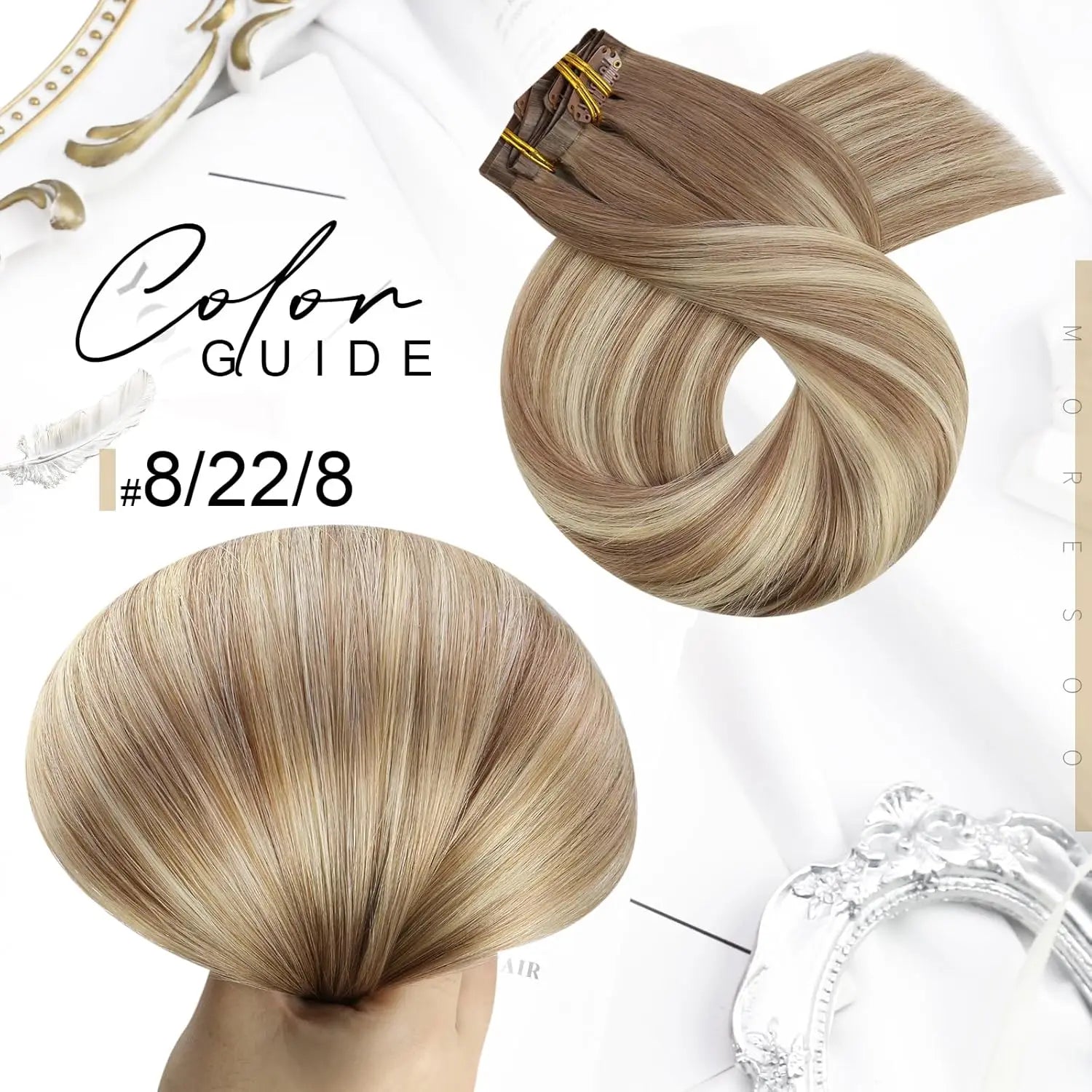Seamless PU Clip-In Human Hair Extensions – 7 Piece Full Head Remy Set (105g)