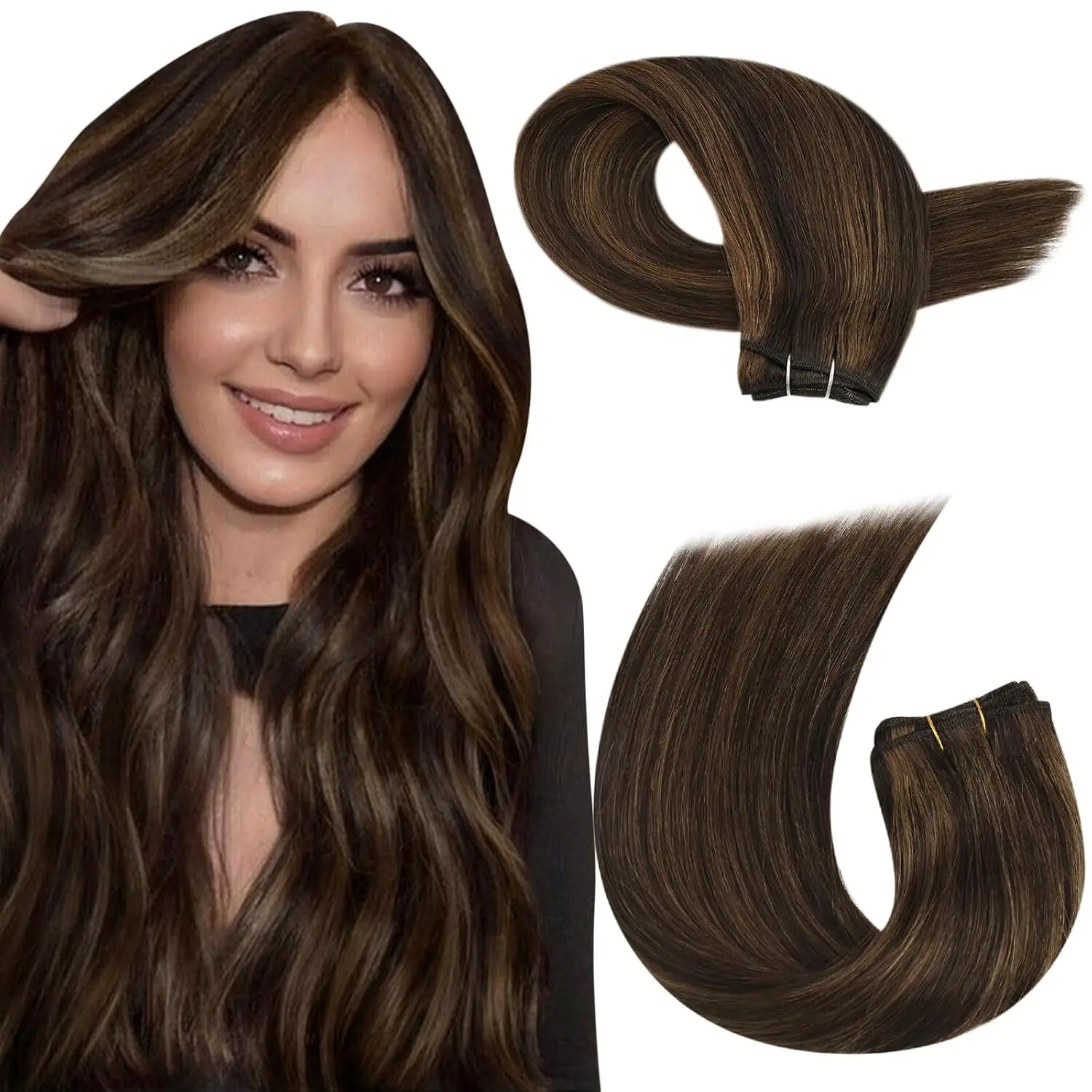 Machine Weft Human Hair Extensions – Straight Remy Hair Weaving Bundles 100g