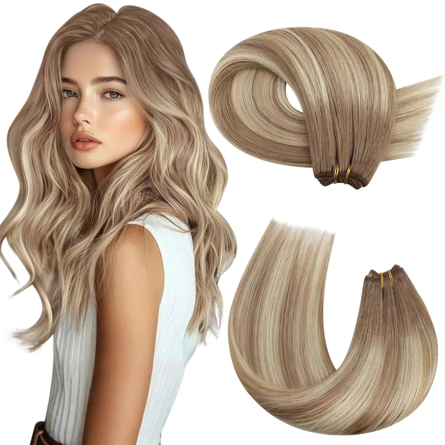 Machine Weft Human Hair Extensions – Straight Remy Hair Weaving Bundles 100g