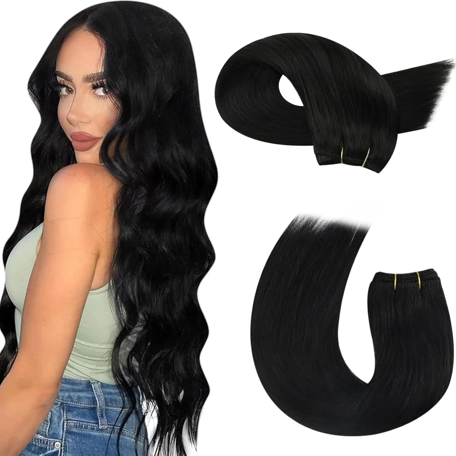 Machine Weft Human Hair Extensions – Straight Remy Hair Weaving Bundles 100g