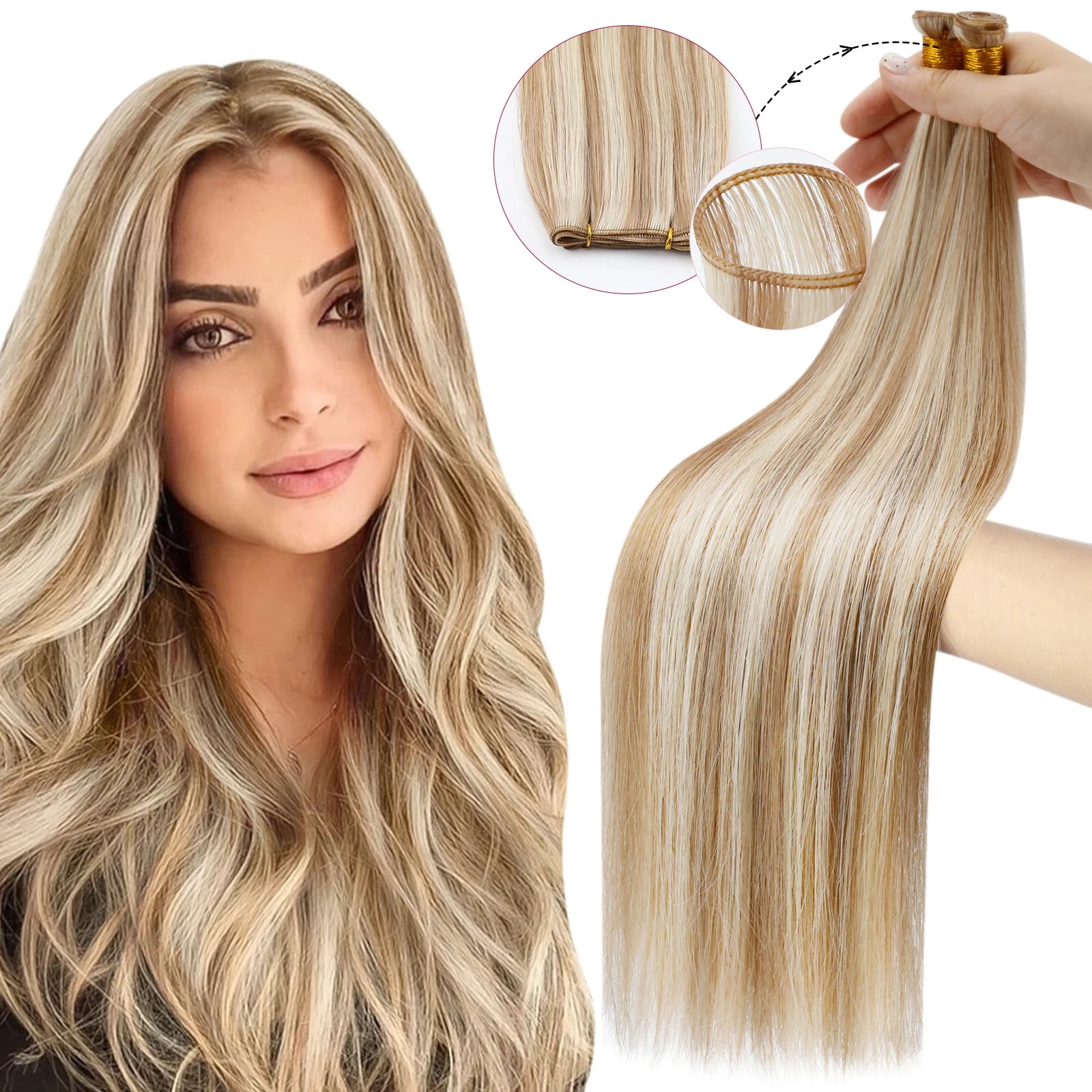 Genius Weft Human Hair Extensions – Seamless Remy Balayage Weft (Sew-In)