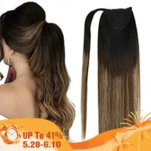 Human Hair Ponytail Extension – Straight Remy Wrap-Around Clip-In Ponytail 80g