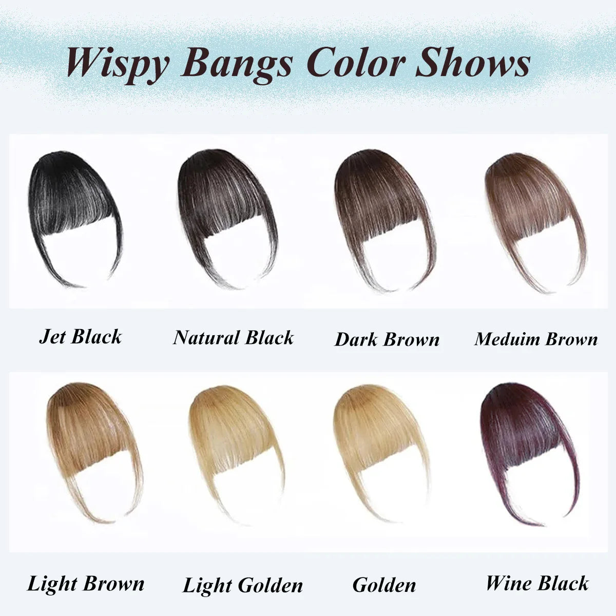 Human Hair Wispy French Bangs with Temples – Clip-In Air Fringe Hair Piece