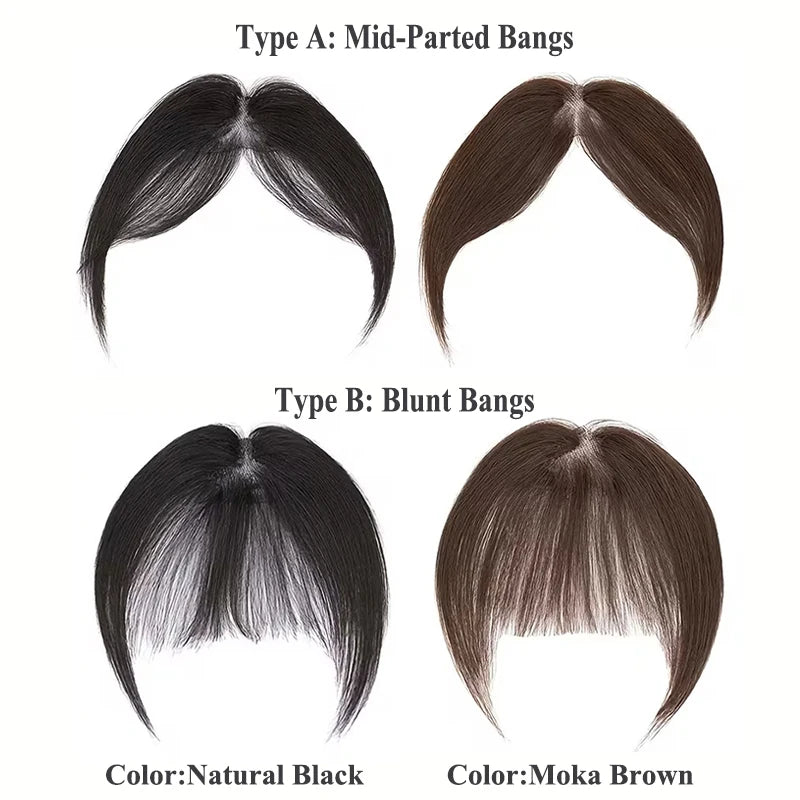 Human Hair Clip-In Bangs with Temple Lace Base – Remy Fringe Hair Topper