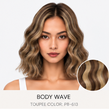 100% Human Hair – Straight & Wavy Swiss Lace Base for Natural Crown Coverage