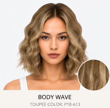 100% Human Hair – Straight & Wavy Swiss Lace Base for Natural Crown Coverage