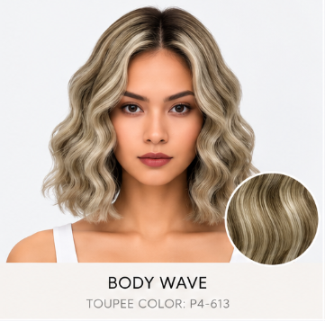 100% Human Hair – Straight & Wavy Swiss Lace Base for Natural Crown Coverage