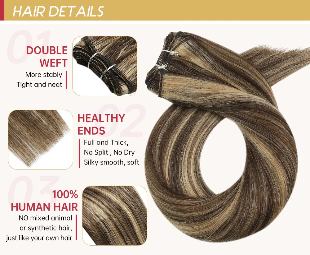 Machine Weft Human Hair Extensions – Straight Remy Hair Weaving Bundles 100g
