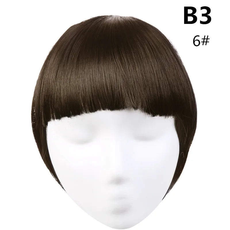 Clip-In Fringe Bangs – Natural-Looking Gradient Hairpiece (Black/Brown, Heat-Resistant)