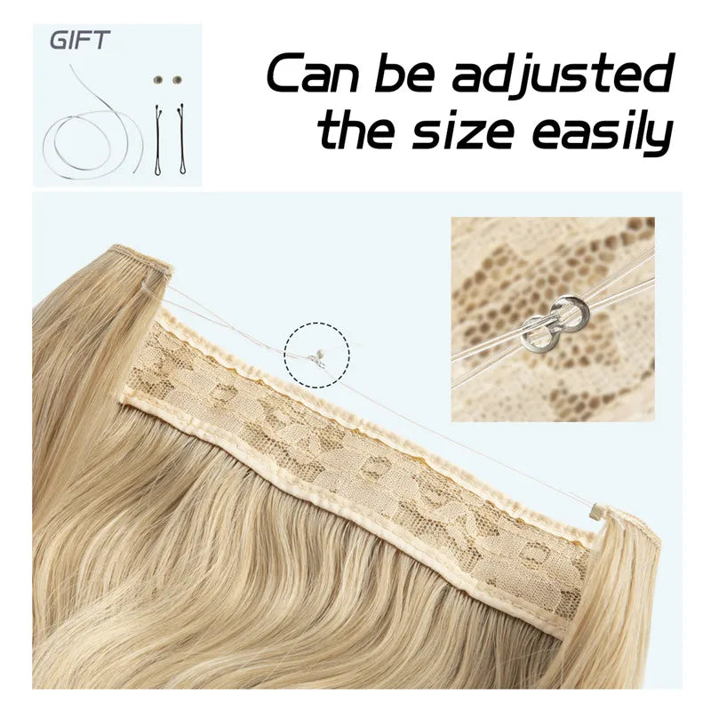 Silkara™ Secret Halo Hair Extensions 18, 22 Inches (Wavy-No Clip)
