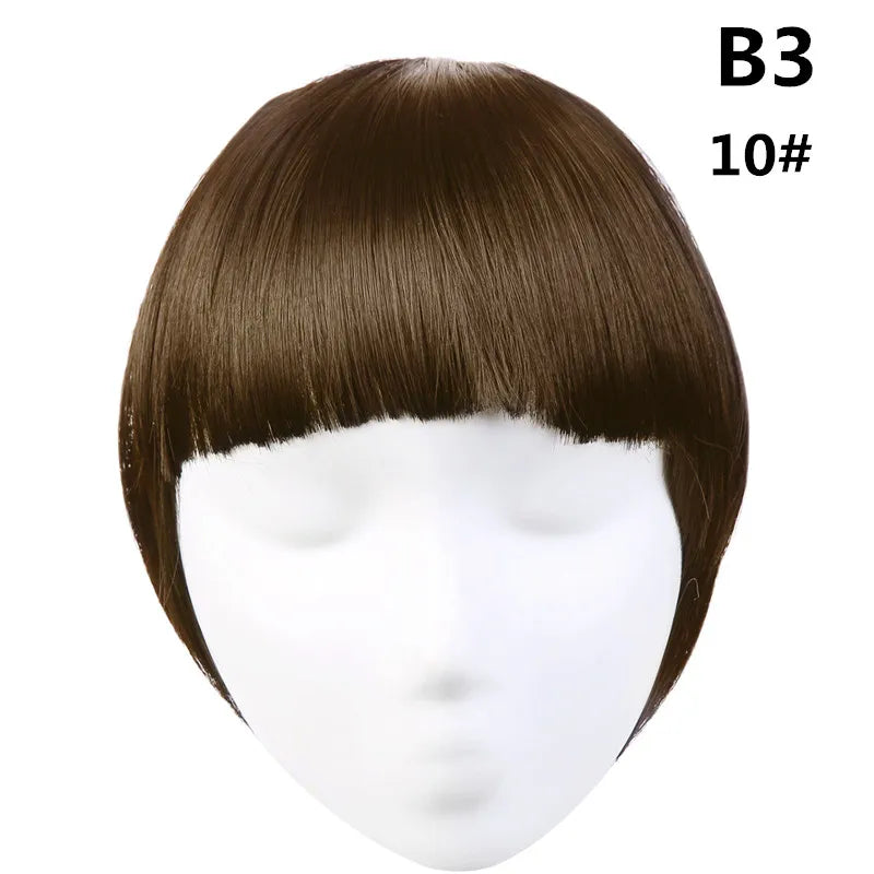 Clip-In Fringe Bangs – Natural-Looking Gradient Hairpiece (Black/Brown, Heat-Resistant)