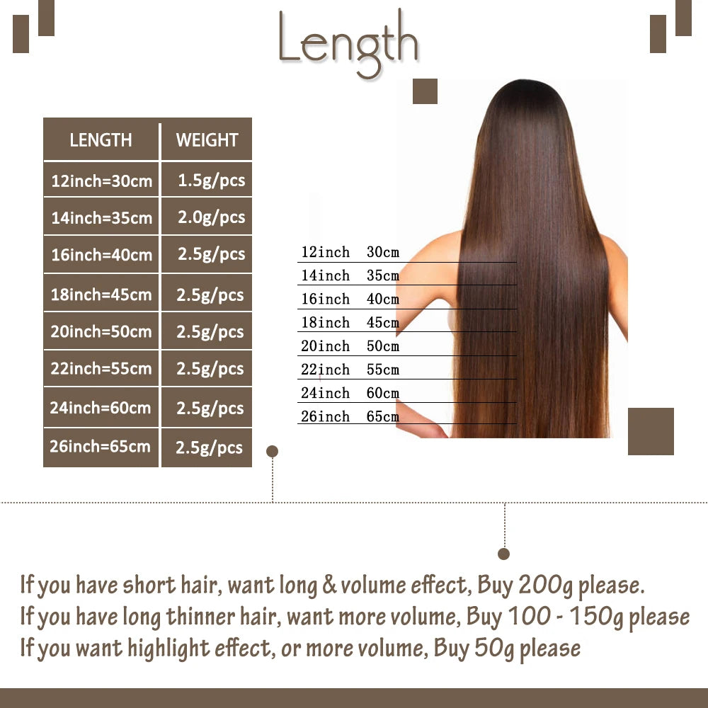 Virgin Tape-In Human Hair Extensions – Straight Remy Hair 2.5g/pc (14–24”)