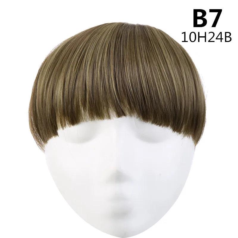 Clip-In Fringe Bangs – Natural-Looking Gradient Hairpiece (Black/Brown, Heat-Resistant)