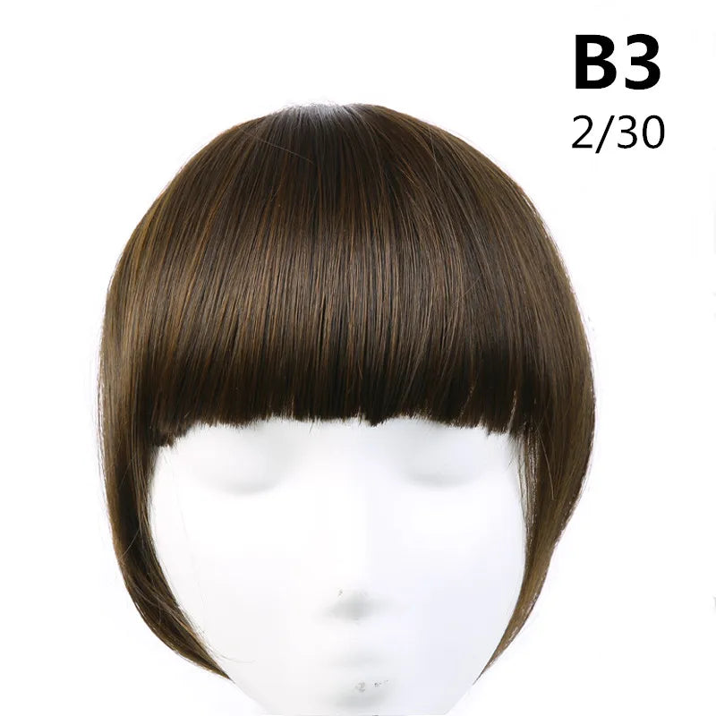 Clip-In Fringe Bangs – Natural-Looking Gradient Hairpiece (Black/Brown, Heat-Resistant)