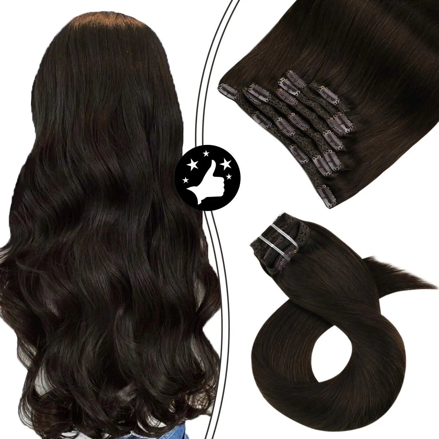 7-Piece Clip-In Human Hair Extensions – 16–24” Straight Remy Hair (105g)