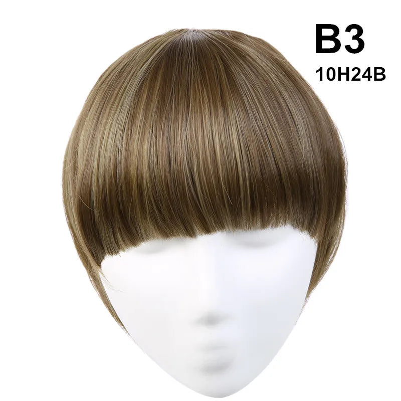 Clip-In Fringe Bangs – Natural-Looking Gradient Hairpiece (Black/Brown, Heat-Resistant)