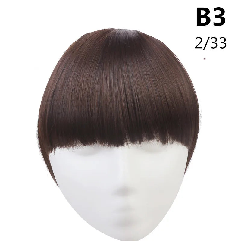 Clip-In Fringe Bangs – Natural-Looking Gradient Hairpiece (Black/Brown, Heat-Resistant)